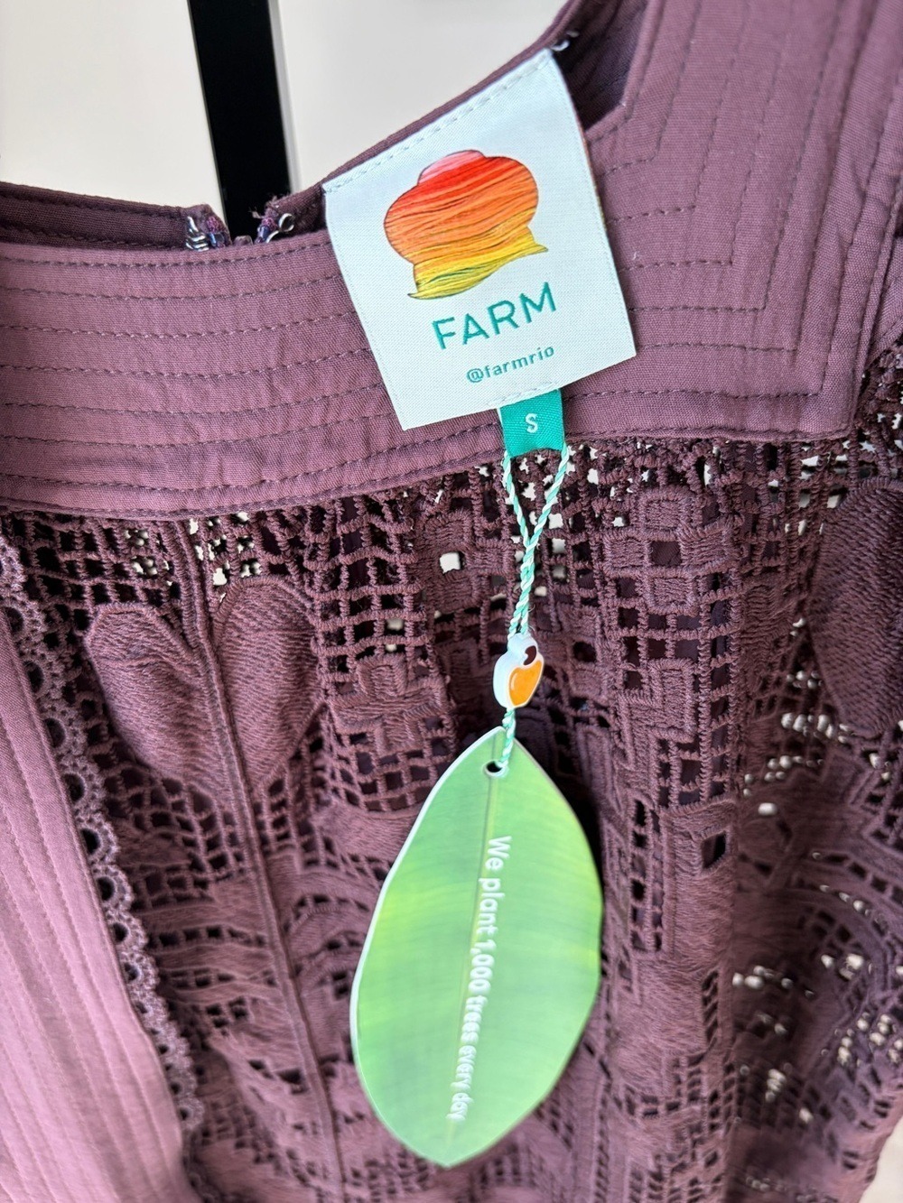 Farm Rio Brown Pineapple Guipure Midi Dress - Picture 9 of 10